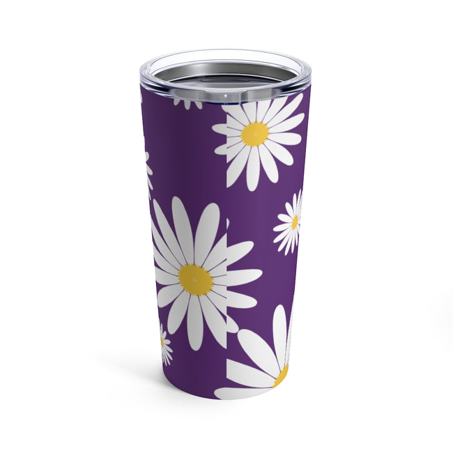 Fresh Daisies On Purple Stainless Steel 20 oz. Vacuum Insulated Tumbler, Tight Sealed Clear Lid, Travel Sized