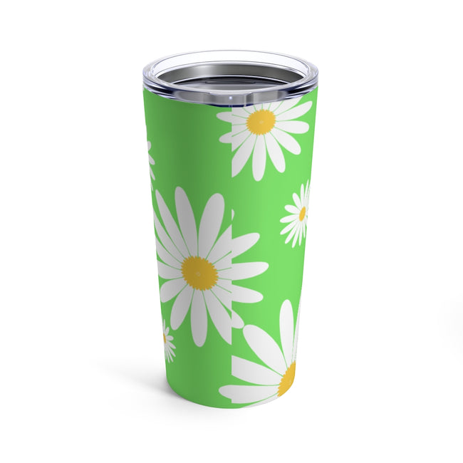 Fresh Daisies On Green Stainless Steel 20 oz. Vacuum Insulated Tumbler, Tight Sealed Clear Lid, Travel Sized