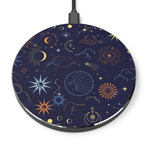 Sun Moon Stars Night Sky Wireless Cell Phone Charger Pad, 10W Qi Fast Ultra Slim Custom Designed iPhone, Samsung, Cell Phones