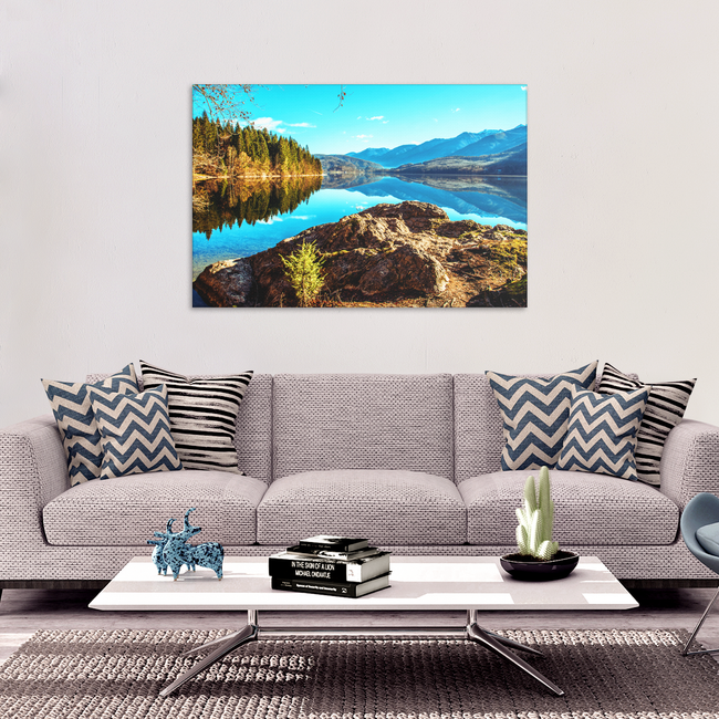 Mountain Lake Reflection Canvas Art - Peaceful Relaxing Mountain Scene in 4 Sizes; - Mind Body Spirit