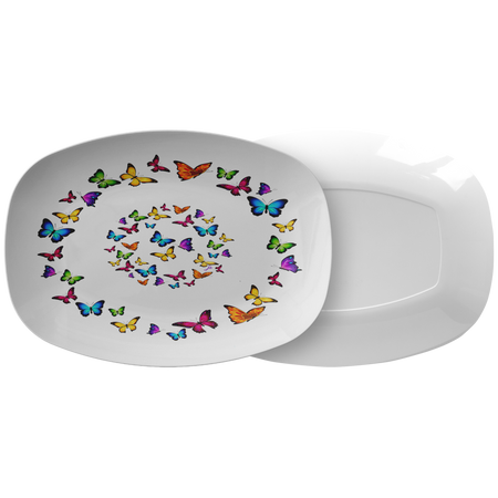 Butterfly Circle Designer Thermosafe Bowl ThermoSāf® Polymer  8.5 Inches Microwave, Dishwasher Safe