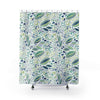 Modern Pods and Dots In Blues and Greens Custom Design Fabric Shower Curtains, 71
