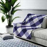 Blueberry Check Plaid Velveteen Plush Blanket Custom Blanket, Plush Throw Blanket for Home, Office, Dorm, Super Soft 3 Sizes,