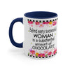 Behind Every Successful Woman Ceramic Mug 11 oz with Color Glazed Interior in 5 Colors, Coffee Mugs Tea