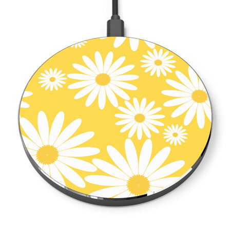 Yellow Sunflower Wireless Cell Phone Charger Pad, 10W Qi Fast Ultra Slim Custom Designed iPhone, Samsung, Cell Phones