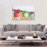 Colorful Flower Pots Canvas Wall Art - Bring the Summer In - 4 sizes; 8x12, 16x24, 20x30, 24x36 - Mind Body Spirit