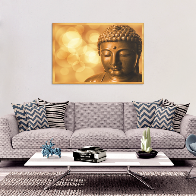 Golden Buddha Canvas Wall Art - Wonderful Expression of Faith in 4 Sizes - Mind Body Spirit