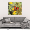 Brilliant Orange Butterfly on Yellow Flowers Canvas Wall Art in 4 Sizes; 8x8, 16x16, 24x24, 40x40 - Mind Body Spirit