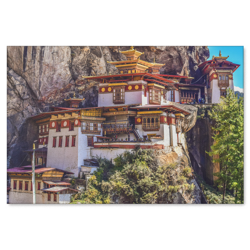 Monastery Tigers Nest Canvas Wall Art - Stunning Bhutan Monastery Perched On A Rock Wall in 4 Sizes - Mind Body Spirit