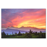Mountain Sunset Canvas Art - Striking Colorful Fine Art in 4 Sizes; 8x12, 16x24, 20x30, 24x36, - Mind Body Spirit