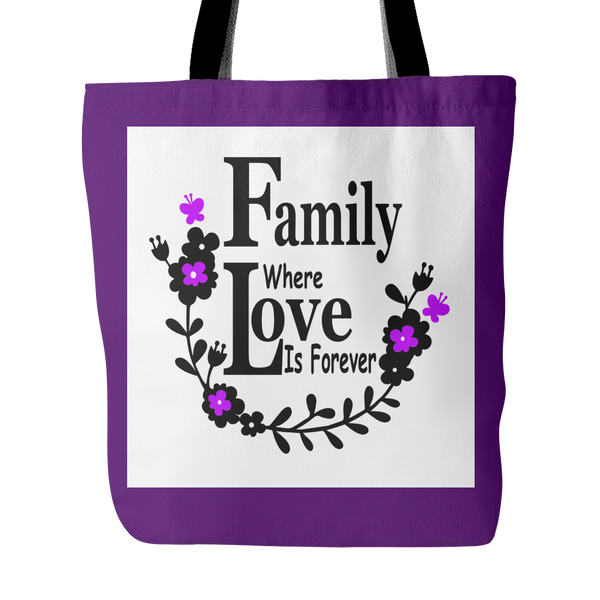 Family Love Forever Tote Bag 18 x18 - Purple - Mind Body Spirit