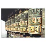 Tibetan Prayer Wheels Canvas Wall Art - Amazing Image of Well Used Tibetan Prayer Wheels in 4 Sizes - Mind Body Spirit