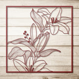 Lily Floral Plant In Frame Metal Wall Decor Wall Art Flower Art Wall Decoration