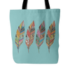 Four Feathers Tote Bag - Teal - Mind Body Spirit