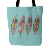 Four Feathers Tote Bag - Teal - Mind Body Spirit
