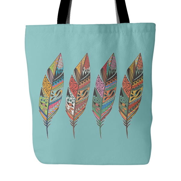 Four Feathers Tote Bag - Teal - Mind Body Spirit