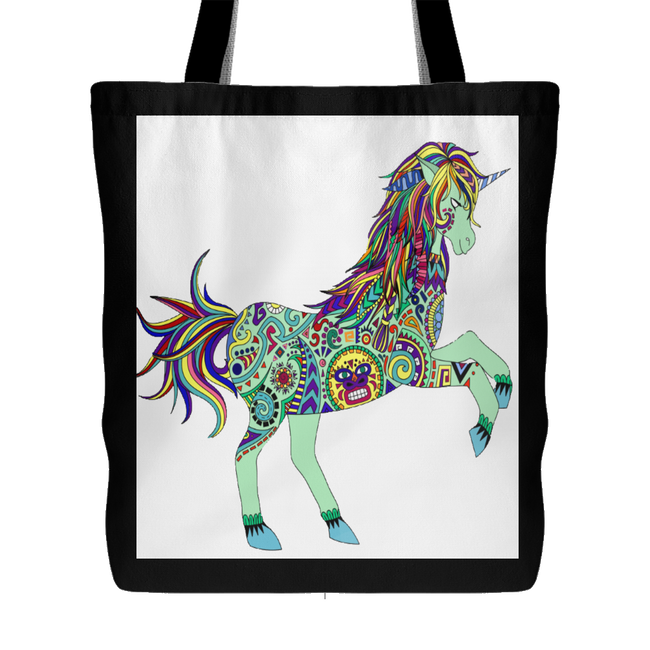 Boho Unicorn Tote Bag, Shopping Bag, Beach Bag 18 x 18 - 3 Colors - Mind Body Spirit