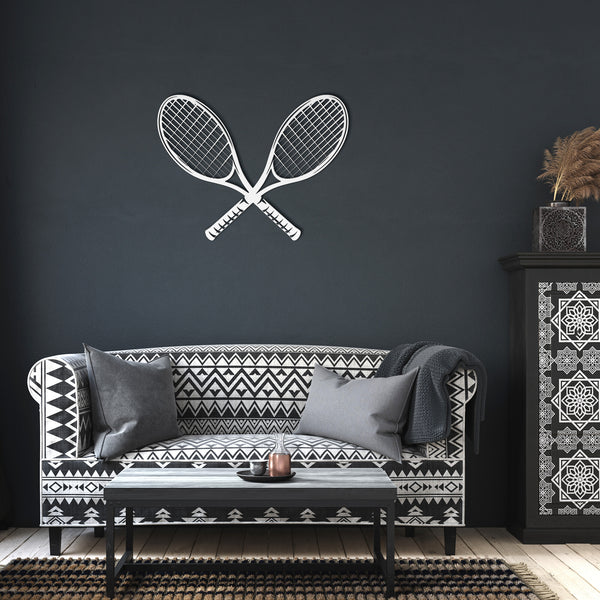 Tennis Racquets Crossed Custom Metal Wall Decor Wall Art Tropical Plant Wall Decoration