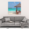 Beach Hut Canvas Wall Art - Turquoise Blue Water with Beach Hut in 4 Sizes, - Mind Body Spirit