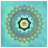 Mandala Om Turquoise Canvas Wall Art - Wonderful Symbolic Art in 4 Sizes; 8x8, 16x16, 24x24, 40x40 - Mind Body Spirit