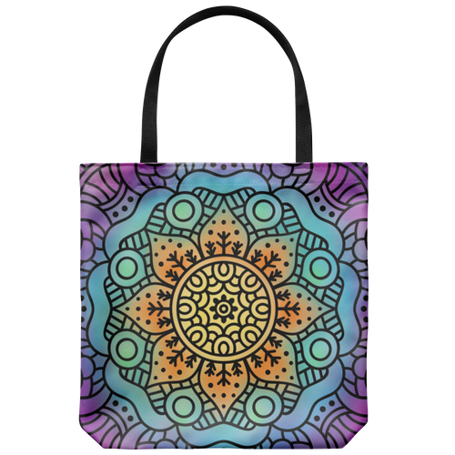 'Hesper' Mandala Floral Custom Design Tote Bag 18 x 18 - Mind Body Spirit