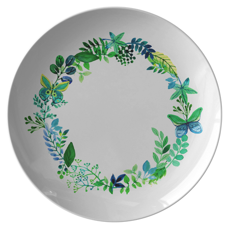 Butterfly Wreath Watercolor Designer Platter ThermoSāf® Polymer 10x 14 Inch Microwave and Dishwasher Safe