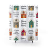 Home Sweet Home Houses Fabric Shower Curtain Custom Design Bathroom Decor 71 x 74