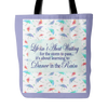 Life Isn't About Waiting...Dance In The Rain Tote Bag 18 x 18 - Violet - Mind Body Spirit