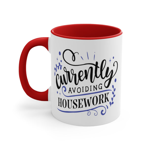 Currently Avoiding Housework Ceramic Coffee Mugs With Color Glazed Interior In 5 Colors