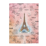 Eiffel Tower Vintage Look Velveteen Plush Blanket Custom Blanket, Plush Throw Blanket for Home, Office, Dorm, Super Soft 3 Sizes,