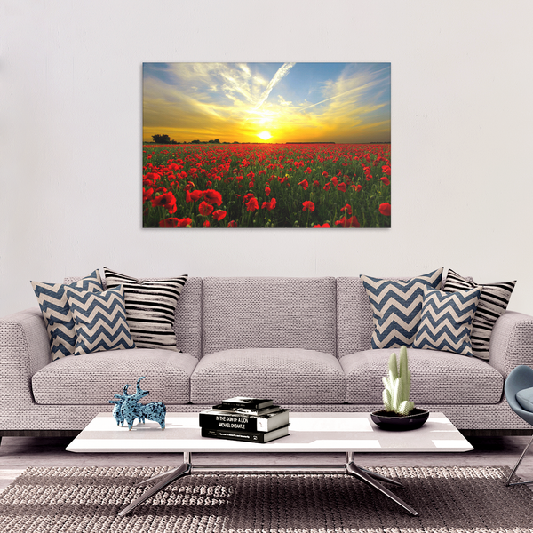 Red Poppies At Sunset Canvas Art - Beautiful Fine Art Available in 4 Sizes, - Mind Body Spirit