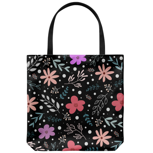 'Andi' Folk Flowers Custom Design Tote Bag 18 x 18 - Mind Body Spirit