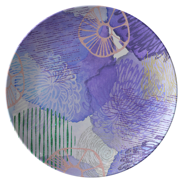 Cool Abstract Blue Purple ThermoSāf® Polymer 10" Dinner Plate Microwave Safe