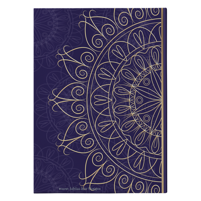 Midnight Blue Gold Mandala Designer Hardcover Journal in 2 Sizes - Mind Body Spirit