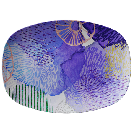 Cool Abstract Blue Purple ThermoSāf® Polymer 8.5 Inch Bowl Microwave Safe