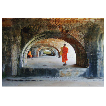 Buddhist Monks at Temple Canvas Wall Art Decor in 4 Sizes