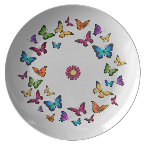 Butterfly Circle Dinner Plate 10 Inch Microwave and Dishwasher Safe - Mind Body Spirit